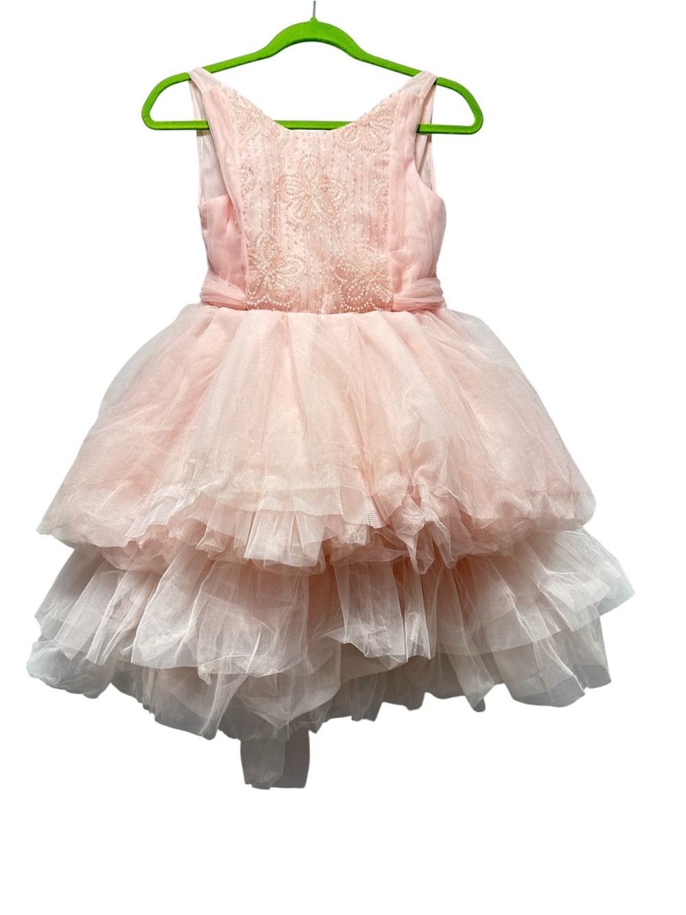 Luna Luna Pink Tulle Tiered Layered Party Dress Girls Size 6 Beaded Bodice